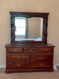 Vintage Wooden Dresser with Mirror