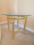Brass with Glass Top End Table