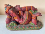 Wooden Multicolored Reclining Ganesha