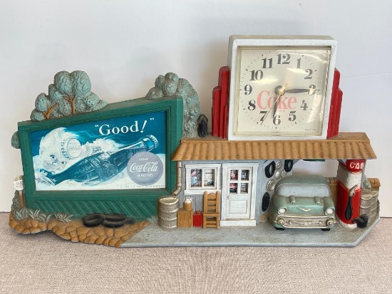 Vintage Composite Coca Cola Clock and Display