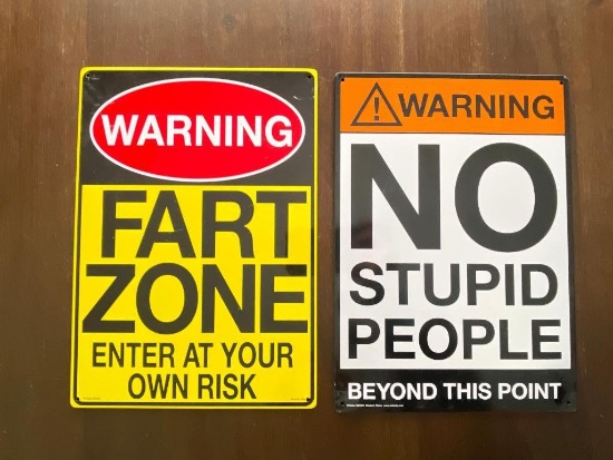 Pair of Contemporary Tin Signs