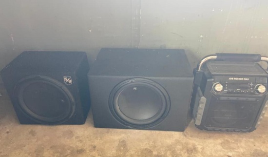 Industrial Job Site Radio/Power Supply and JL AudioTwo Sub-Woofers in Boxes