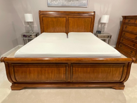 Raymour and Flanigan Wooden Sleigh King Size Bed Frame