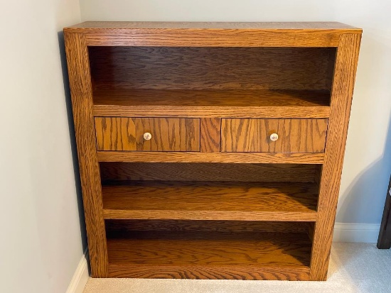 Vintage Handcrafted Shelf with Drawers