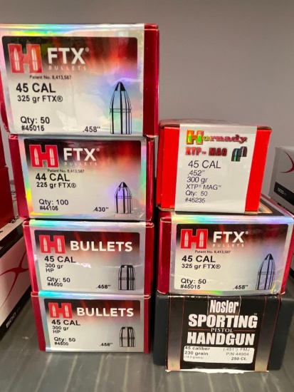 Group of 45 and one Box of 44 Cal Bullets Only