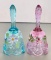 Pair of Signed Vintage Hand Painted Fenton Glass Bells