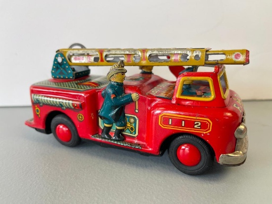 Vintage Tin Litho Friction Fire Truck