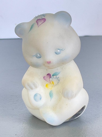 Vintage Fenton Hand Painted Glass Bear Figurine