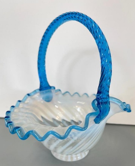 Vintage Fenton Glass Basket Vase