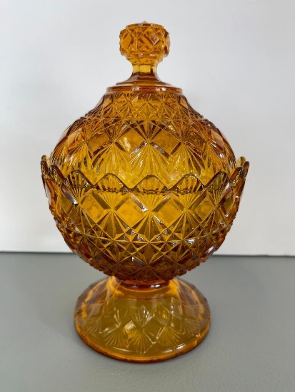 Vintage Amber Glass Candy Dish