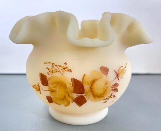 Short Vintage Hand Painted Fenton Vase