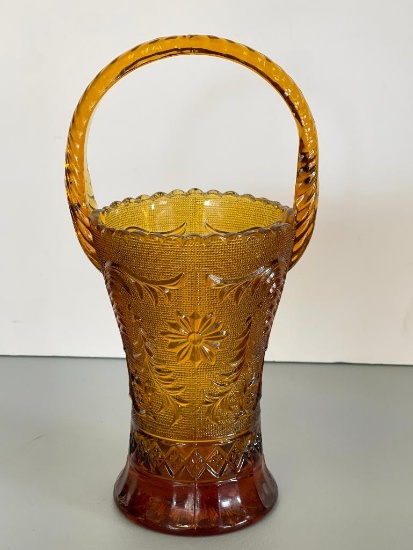 Vintage Indiana Glass Amber Glass Basket
