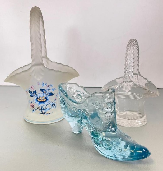 Group of Glass Baskets / Shoe