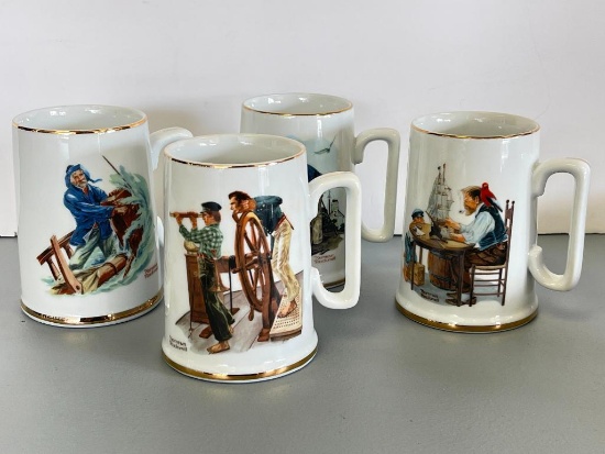 Set of 4 Norman Rockwell Mugs