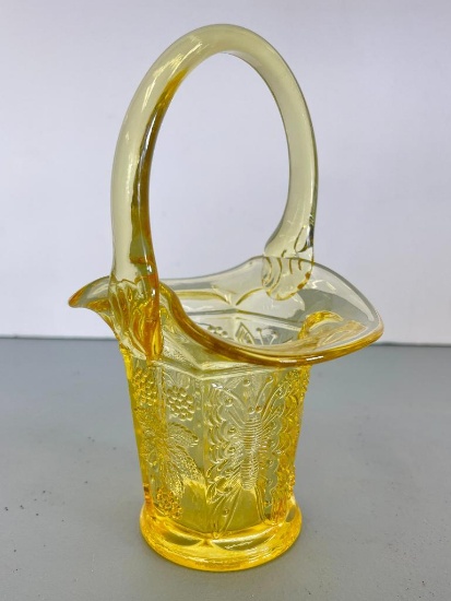 Vintage Fenton Yellow Glass Basket