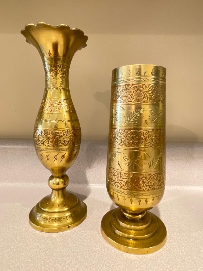 Pair of Brass Vases