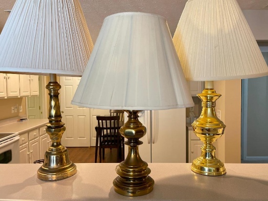 Group of 3 Brass Lamps