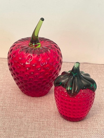 Pair of Glass Strawberries