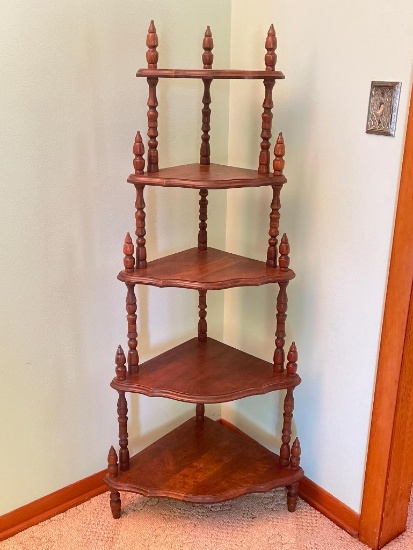 Vintage Wooden Corner Shelving Unit