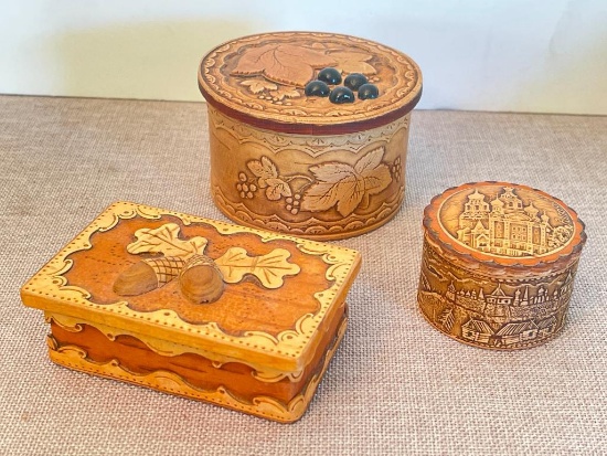 Group of 3 Wooden Trinket Boxes