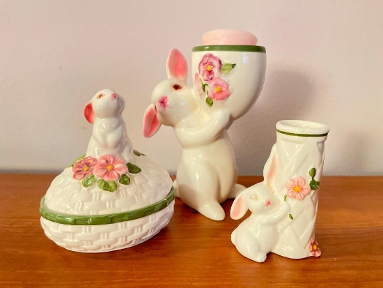 Group of Vintage Ceramic Bunny Pieces