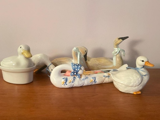 Group of Ceramic Geese and Ducks