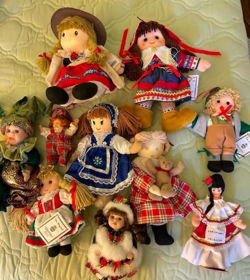 Group of Mostly International Dolls