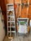 Misc Lot with 6' Aluminum Step Ladder, Old Lawn Chairs and Vintage Windows
