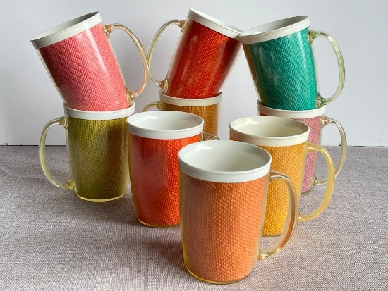 Set of Raffia Ware Melmac Mugs