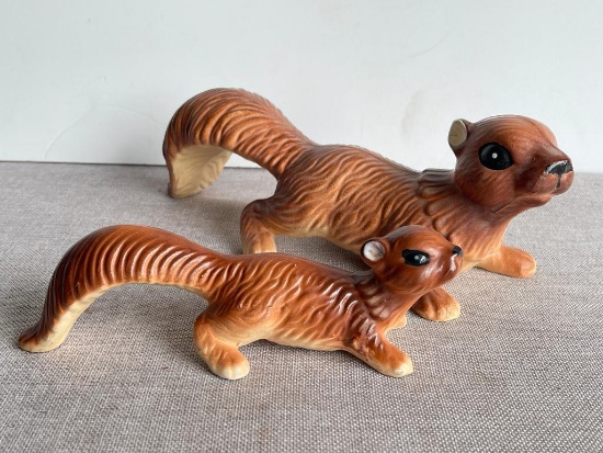 Pair of Vintage Ceramic Squirrels