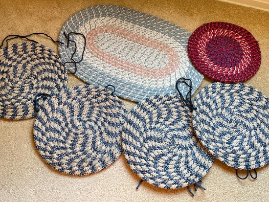 Small Braided Rug with Chair Cushions