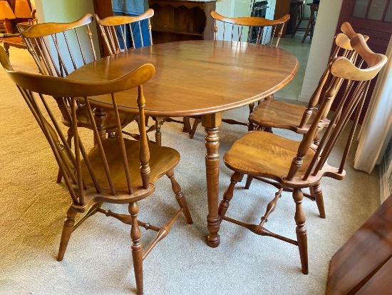 Vintage Wooden Table with 6 Chairs