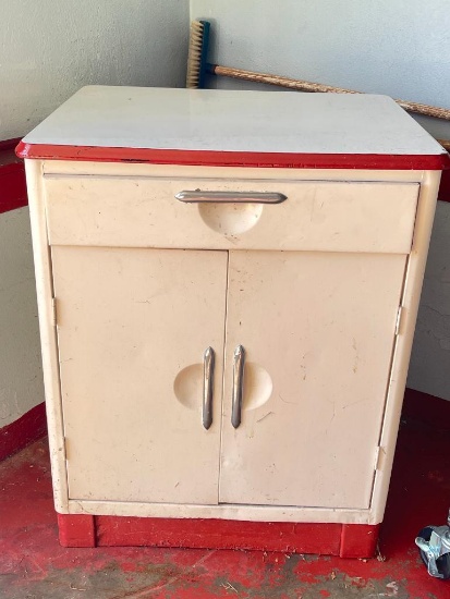 Vintage Free Standing Metal Cabinet Section