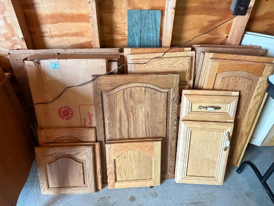 Group of Mostly Oak Cabinet Fronts and Doors