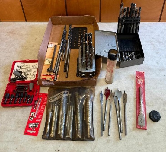 Group of Drill Bits That Includes Concrete, Spade Bits and Wood or Steel