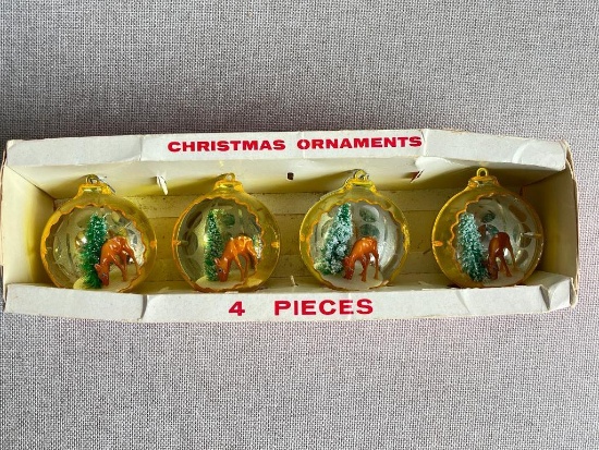 Set of Vintage Plastic Christmas Ornaments