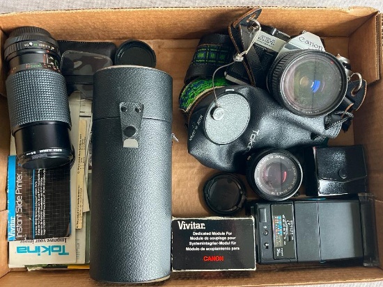 Vintage Canon AE-1 Camera with Lenses