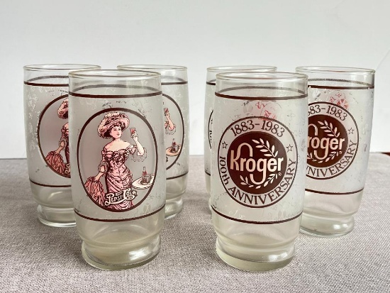 Set of 6 Kroger / Pepsi 100th Anniversary Drinking Glasses (1983)