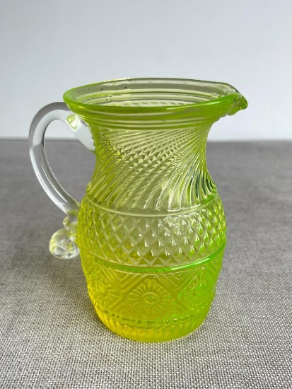 Vintage Pilgrim Vaseline Glass Pitcher