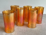 Set of 6 Vintage Carnival Glass Drinking Glasses