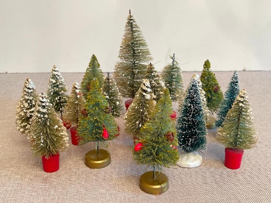 Group of Vintage Mini Bottle Brush Christmas Trees