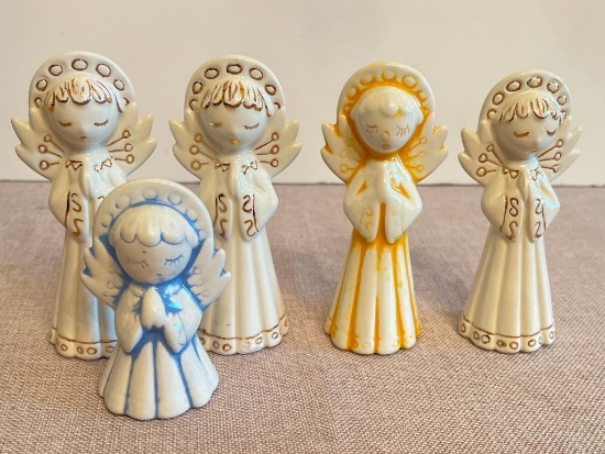 Group of 5 Ceramic Christmas Angels