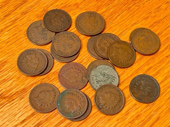 Group of Indian Head One Cent Pieces