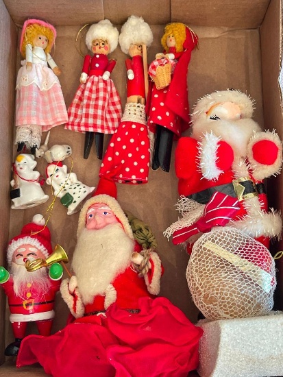 Group of Vintage Christmas Ornaments and Decor