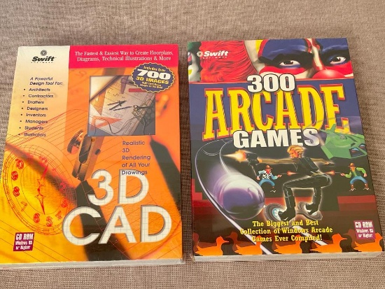 Vintage 300 Arcade Games and 3D CAD Software for Windows 95 on CD ROM