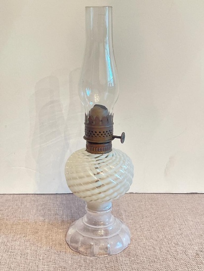 Vintage Miniature Swirl Glass Oil Lamp