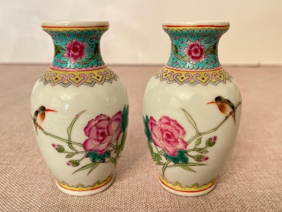 Pair of Miniature Chinese Porcelain Vases