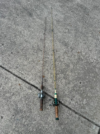 Pair of Vintage Fishing Poles with Reels