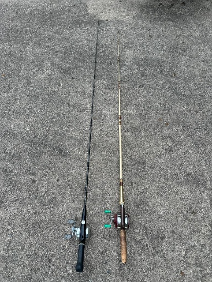 Pair of Vintage Fishing Poles with Reels
