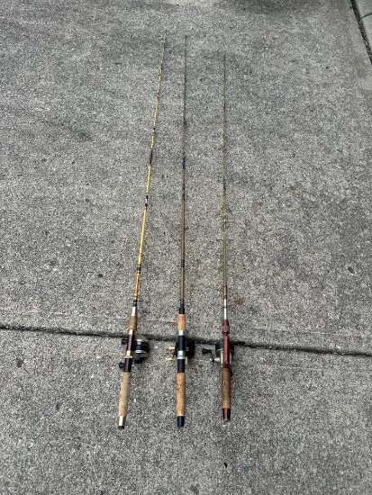Group of 3 Fishing Poles with Reels